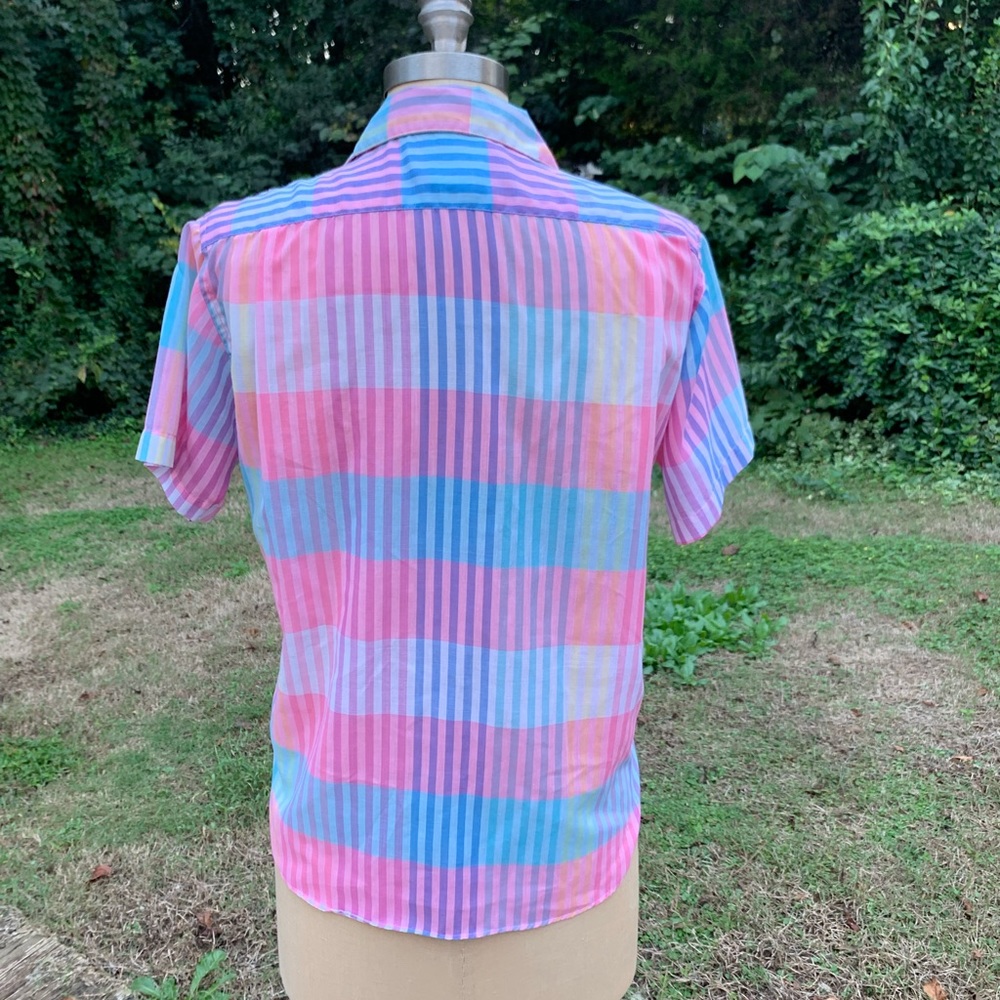 Short Sleeve Stripe and Plaid Button-Up - Picture 6 of 8